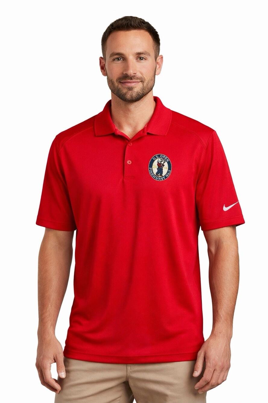 Nike Golf 2014 US Open Pinehurst Polo Shirt Mens XL Red Dri Fit Embroidered Rare